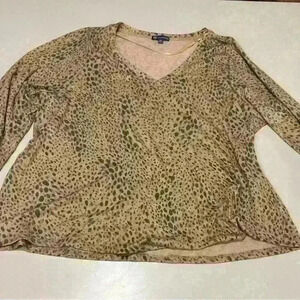 Democracy Animal Print 3/4 Sleeve Knit Top Size 2XL